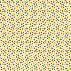 Seamless Floral and Heart Pattern on Cream Background – Cute Hand-Drawn Design
