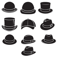set vector various bowler hats	