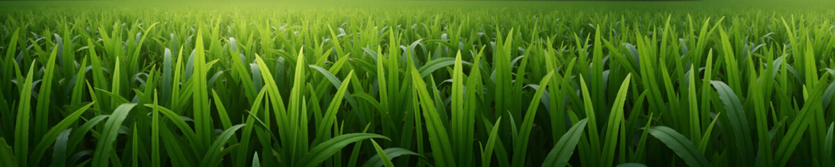 Obraz premium Lush green grass field panorama