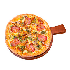 Delicious pizza creation restaurant food photography cozy setting top view culinary delight