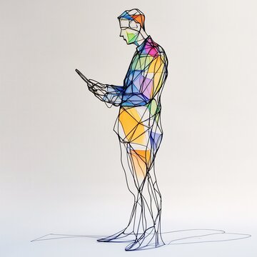 A simple line drawing of a man giving a TED talk