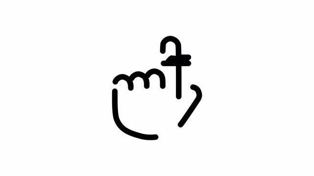 Pack icon of reminder ribbon finger, rock and roll, hand washing, clapping, handshake, vulcan salute  | 4K Alpha, Transparent Background | Animated Outline Icons, Interface Design