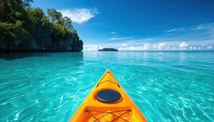 scenic kayak adventure through crystal clear waters offers tranquility and beauty