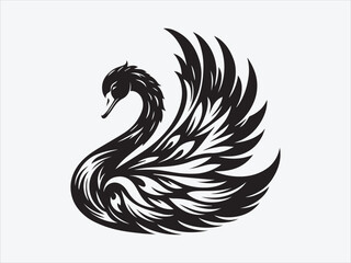 Obraz premium Elegant Swan Silhouette with Graceful Curves and a Majestic Posture