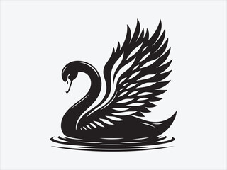 Obraz premium Elegant Swan Silhouette with Graceful Curves and a Majestic Posture
