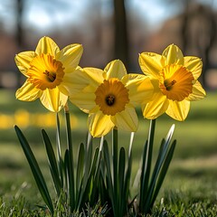 Obraz premium Vibrant Yellow Flowers in a Vintage Garden