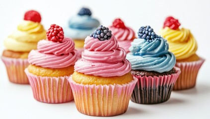 Colorful cupcakes in pastel colors