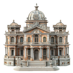 Fototapeta premium 3D front view illustration of the Casa da Moeda Brazil monument isolated on a white background