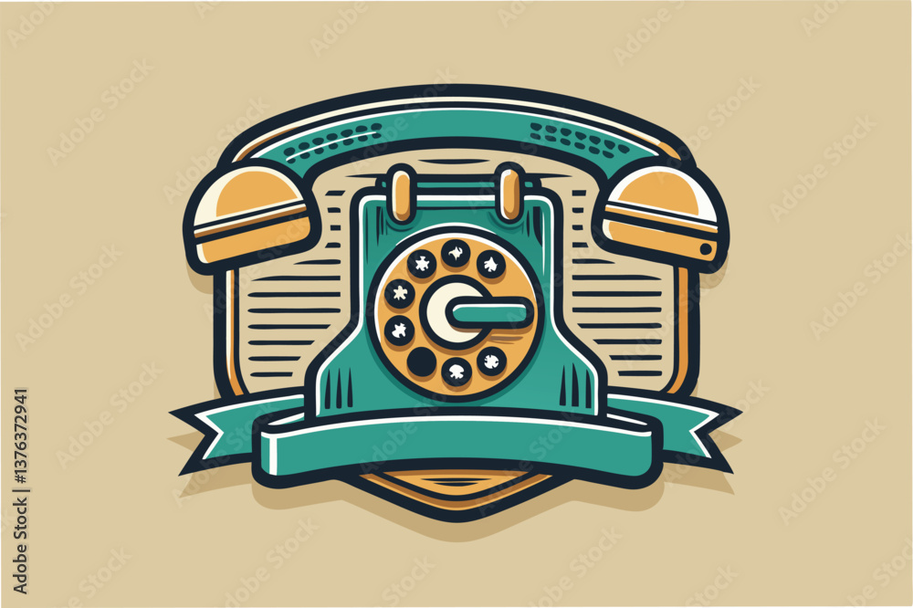 Aufkleber vintage telephone vector illustration featuring classic design elements creating a nostalgic atmosph