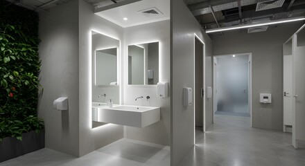 Modern office restroom interior design. (1)