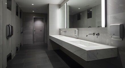 Modern Office Restroom Interior.