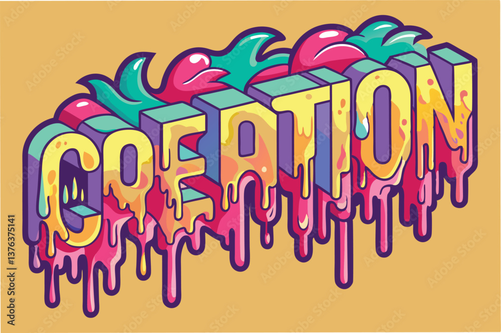 Poster colorful dripping citation vector illustration showcasing a vibrant design with a playful swirl and 