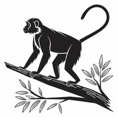 monkey black silhouette icon vector