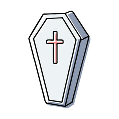 Coffin with cross illustration for Halloween