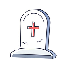 Fototapeta premium Single gravestone with cross symbol