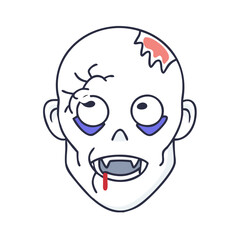 Zombie head with scars and creepy expression