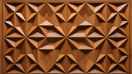 Intricate Wooden Starburst Pattern, a Geometric Masterpiece of Warm, Rich Tones