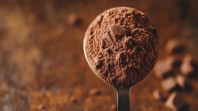 Measuring Spoon Filled with Chocolate Protein Powder - Standard 6x