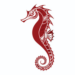Red Chinese dragon tattoo vector illustration in traditional tribal style.