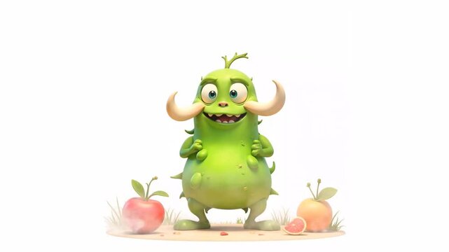 3D cartoon character of a germ virus