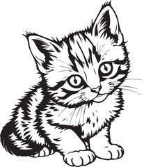 Cute kitten. Hand drawn vector illustration