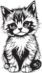 Cute kitten. Hand drawn vector illustration