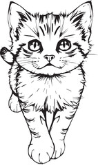Cute kitten. Hand drawn vector illustration