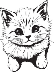 Cute kitten. Hand drawn vector illustration