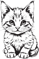 Cute kitten. Hand drawn vector illustration