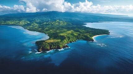 Obraz premium island’s bond with wide ocean forms a hypnotic weave of teal swells a vivid story of sailor roots and a timeless connection spanning infinity 