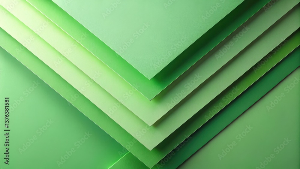 Poster Abstract Green Layered Paper Design Subtle Shades and Geometric Shapes Create a Visually Appealing Texture