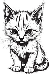 Cute kitten. Hand drawn vector illustration