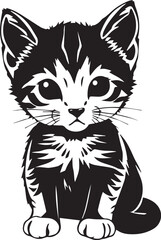 Cute kitten. Hand drawn vector illustration