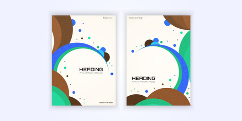 Modern and elegant report cover design with abstract geometric curves in earthy and vibrant tones