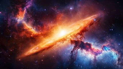 Obraz premium Stunning cosmic explosion deep space digital art vibrant nebula wide angle galactic wonders