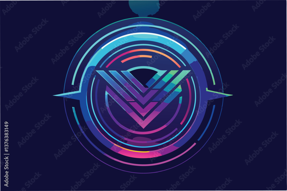 Aufkleber vibrant circular vector illustration featuring an abstract maze-like design with bright colors again