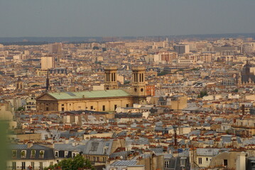 Fototapeta premium paris, rooftops, city view from above, warm colors