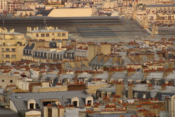 Fototapeta premium paris, rooftops, city view from above, warm colors