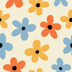 Retro Floral Pattern Spring Summer Floral Background