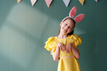 child wearing bunny ears on Easter
