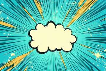 cartoonish drawing of a cloud with a white background. The cloud is large and has a yellowish tint. The background is a bright blue color