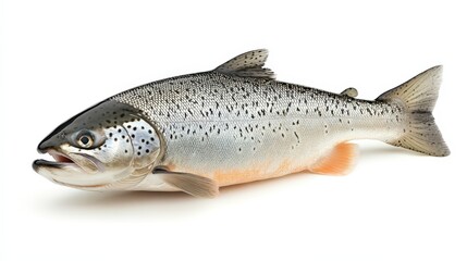 Obraz premium Fresh Raw Salmon Fish Isolated on White Background Perfect for Seafood Recipes and Culinary Images