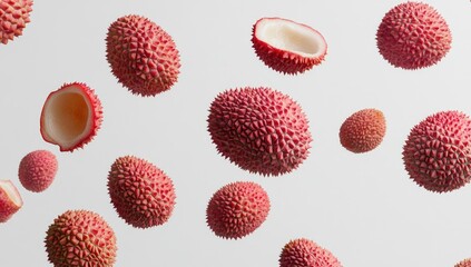 Floating Lychees Against White