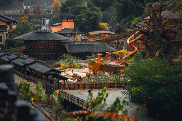 Wangxian Valley, 08 Dec 2024 China, Scenic mountain cliffside path view, surrounded by nature and...