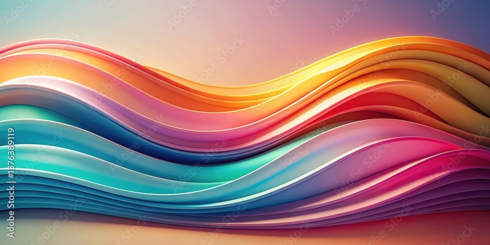 Poster Abstract Colorful Wavy Layers of Smooth Gradient Hues Flowing in a Serene Pattern
