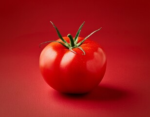 Tomato on red background