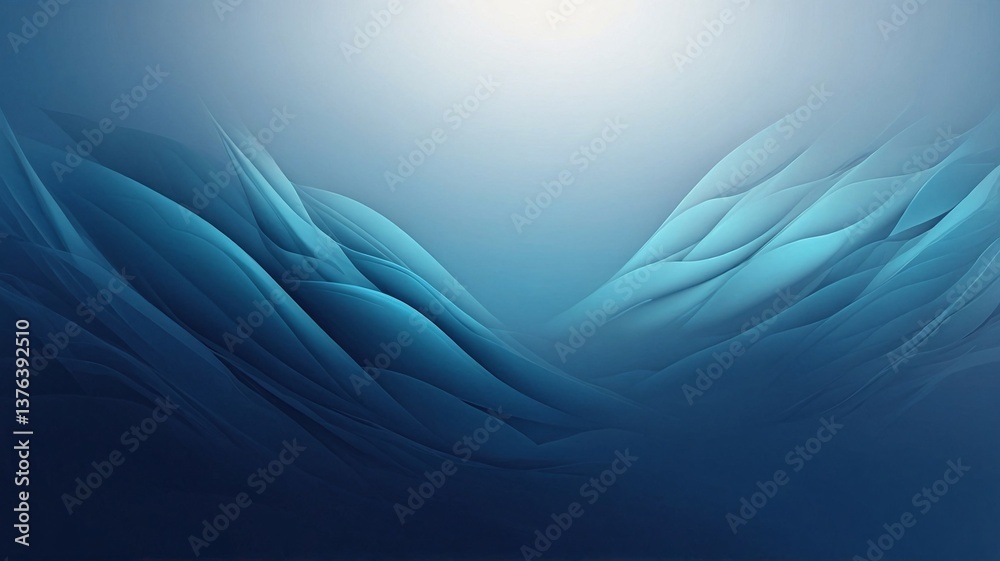 Wall mural abstract blue waves create a serene and tranquil atmosphere, showcasing flowing lines and gradients 