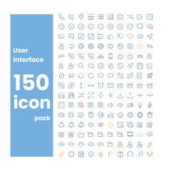 interface icon set color outline