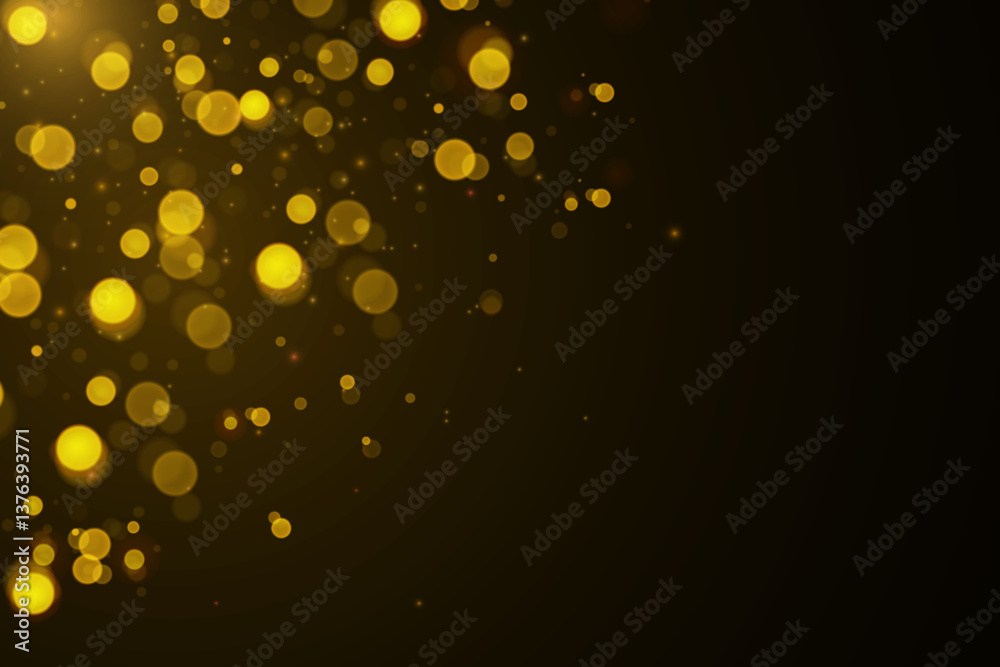 Poster texture glitter and elegant for christmas. sparkling magical gold yellow dust particles. bokeh effec
