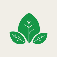 minimalist vector logo of green tree and leaf and golden leaf